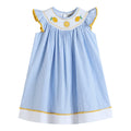 Light Blue Striped Lemon Smocked Bishop Dress