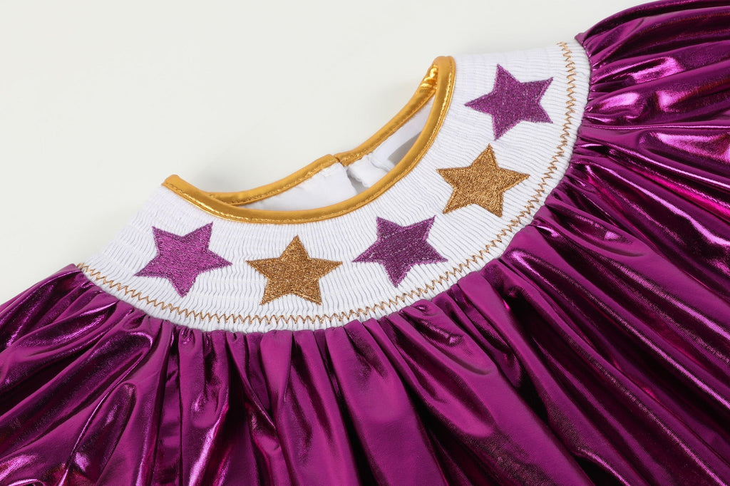 Louisiana Purple & Gold Star Bishop Dress