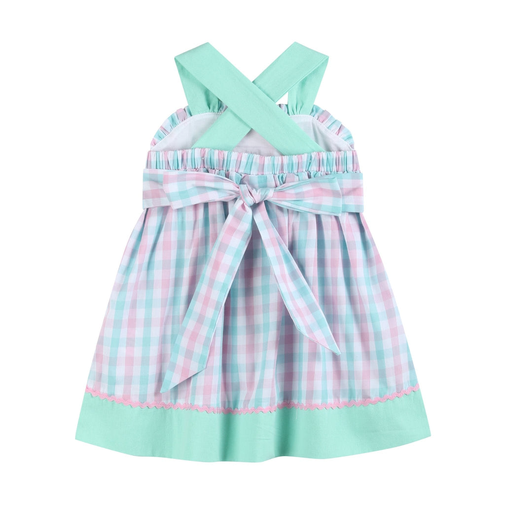 Pink & Aqua Seashell Smocked Sundress