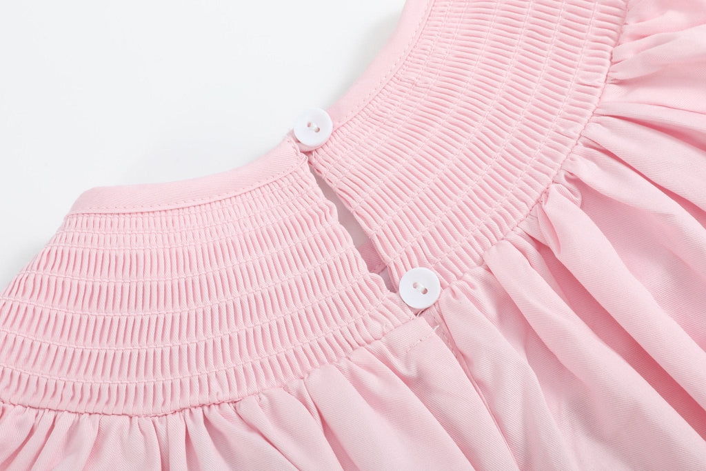 Pink & White Smocked Bishop Dress