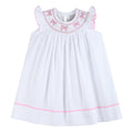 White and Pink Smocked Bishop Dress